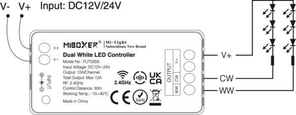 Sterownik LED Tuya Mi-Light FUT035W+ 2w1 Mono/CCT