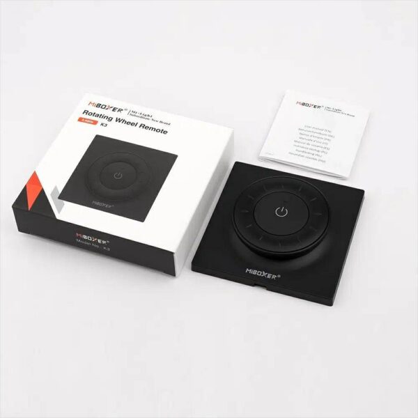 k3b-czarny Przycisk kwadratowy z pokrętłem Mi-Light K3B czarny Mono/CCT