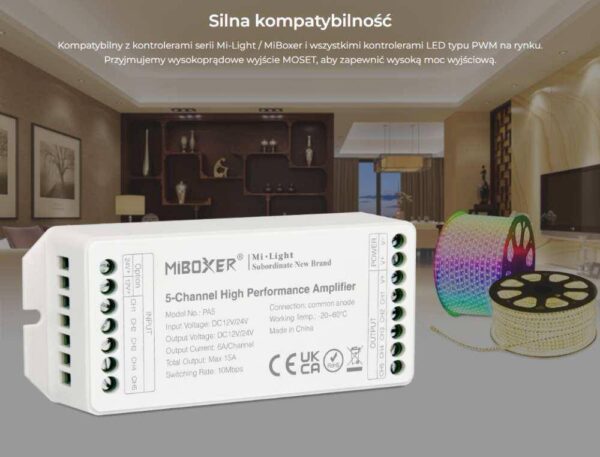 pa5 Wzmacniacz sygnału RGB+CCT Mi-Light PA5 5-kanałowy