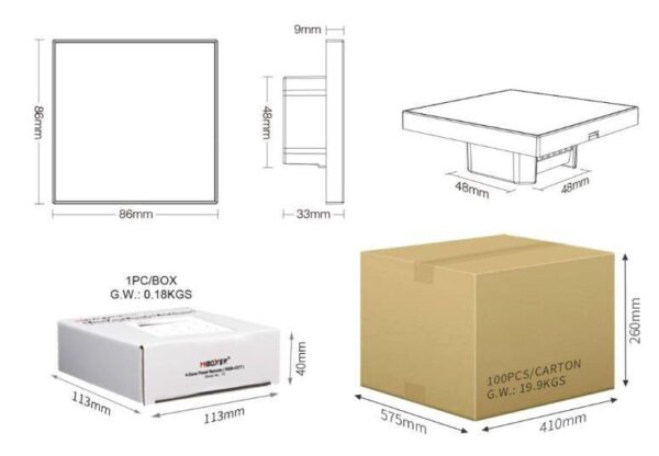 Ściemniacz dotykowy Mi-Light T1 230V 4 strefy