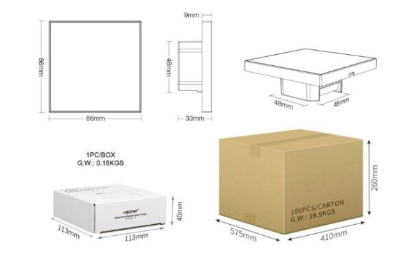 t2 Sterownik dotykowy Mi-Light T2 CCT 230V 4 strefy