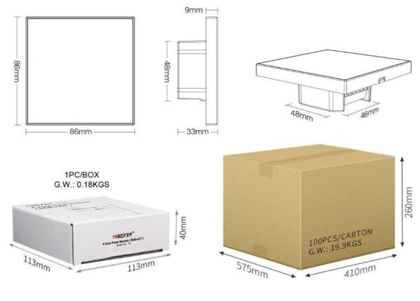 Sterownik dotykowy Mi-Light T4 RGB+CCT 230V 4 strefy