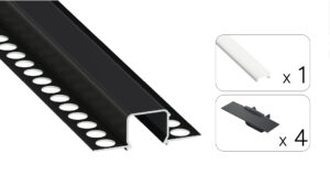 Profil LED wpuszczany GK Mosso czarny 3m klosz mleczny