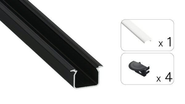 Profil LED wpuszczany Uhre czarny 2m klosz mleczny