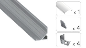 Profil LED kątowy Arre srebrny 3m klosz mleczny