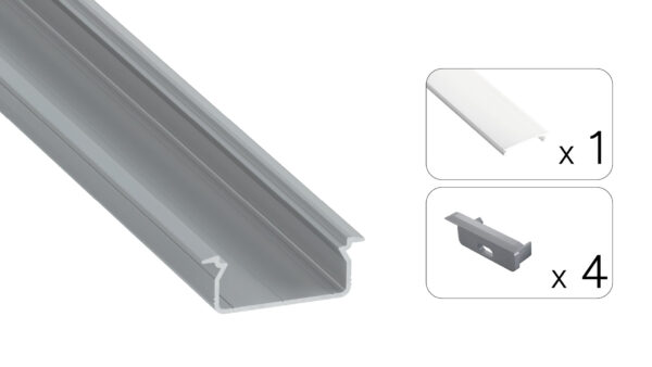 Profil LED wpuszczany Tved srebrny 2m klosz mleczny