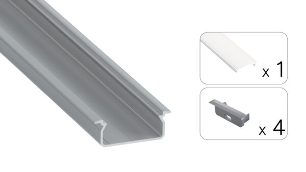 Profil LED wpuszczany Tved srebrny 3m klosz mrożony