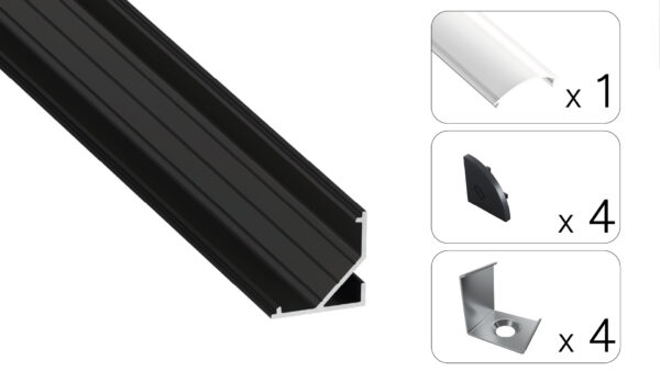 Profil LED kątowy Arre czarny 2m klosz mleczny