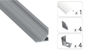 Profil LED kątowy Arre srebrny 3m klosz mrożony