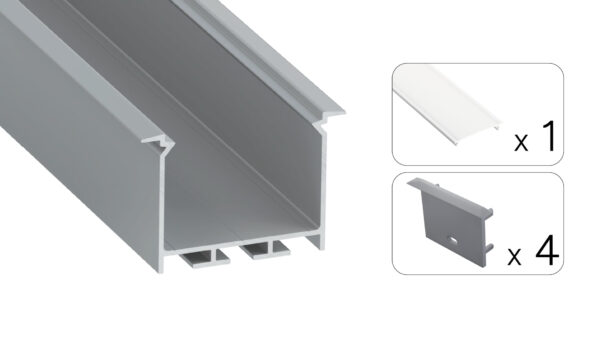 Profil LED wpuszczany Hede srebrny 3m klosz mrożony