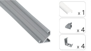 Profil LED kątowy Barde srebrny 3m klosz mrożony