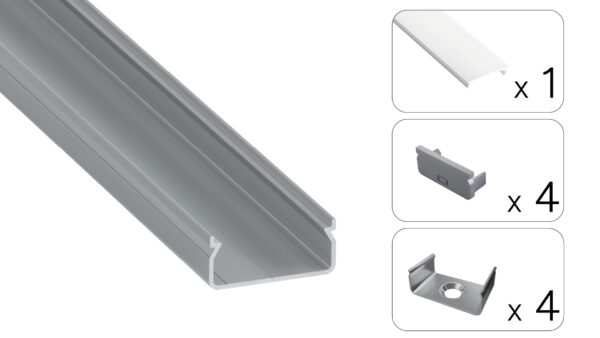 Profil LED natynkowy Egen srebrny 2m klosz mleczny