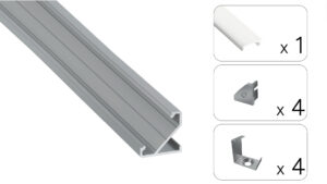 Profil LED kątowy Barde srebrny 2m klosz mleczny