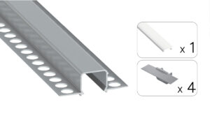 Profil LED wpuszczany GK Mosso srebrny 3m klosz mleczny