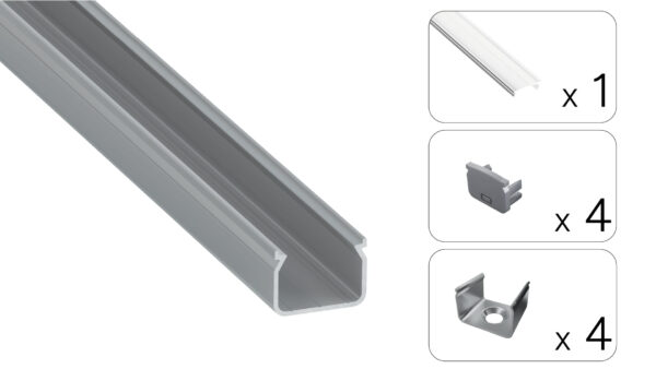 Profil LED natynkowy Hom srebrny 2m klosz transparentny