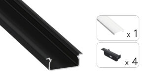 Profil LED wpuszczany Tved czarny 3m klosz transparentny