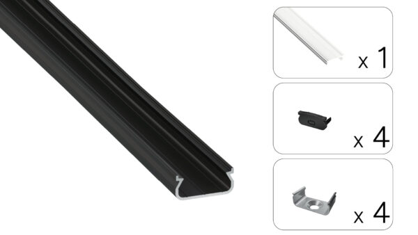 Profil LED natynkowy Orre czarny 2m klosz transparentny