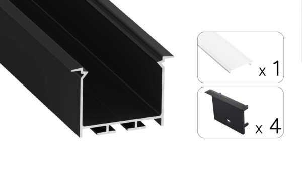 Profil LED wpuszczany Hede czarny 2m klosz mrożony