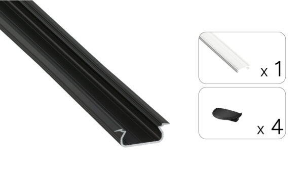 Profil LED wpuszczany Selde czarny 3m klosz transparentny