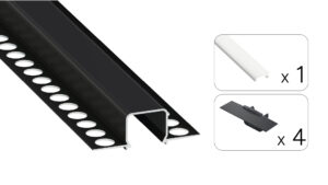 Profil LED wpuszczany GK Mosso czarny 2m klosz mleczny