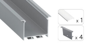 Profil LED wpuszczany Hede srebrny 3m klosz transparentny