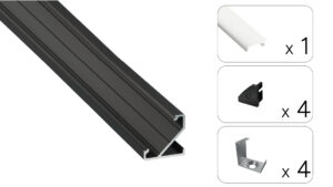 Profil LED kątowy Barde czarny 3m klosz mleczny