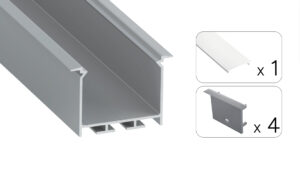 Profil LED wpuszczany Hede srebrny 3m klosz mleczny