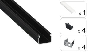 Profil LED natynkowy Hom czarny 2m klosz mrożony