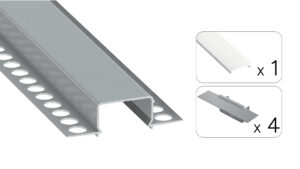 Profil LED wpuszczany GK Horst srebrny 3m klosz mleczny