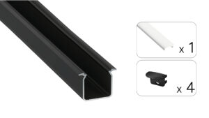 Profil LED wpuszczany Skagen czarny 3m klosz mleczny