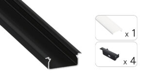 Profil LED wpuszczany Tved czarny 2m klosz mrożony