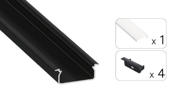 Profil LED wpuszczany Tved czarny 2m klosz mrożony