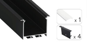 Profil LED wpuszczany Hede czarny 2m klosz mleczny