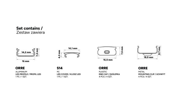 Profil LED natynkowy Orre czarny 2m klosz mrożony