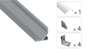 Profil LED kątowy Arre srebrny 2m klosz mleczny