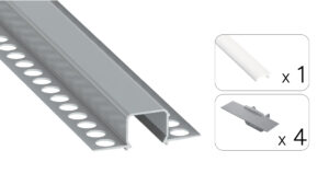 Profil LED wpuszczany GK Mosso srebrny 3m klosz mrożony