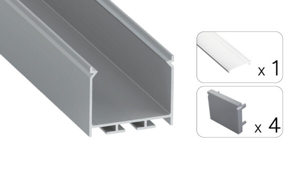 Profil LED natynkowy Nors srebrny 3m klosz transparentny