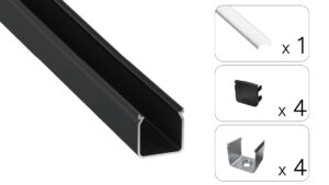 Profil LED natynkowy Helse czarny 2m klosz transparentny