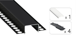 Profil LED wpuszczany GK Horst czarny 3m klosz transparentny