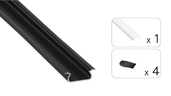 Profil LED wpuszczany Selde czarny 3m klosz mrożony