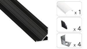 Profil LED kątowy Arre czarny 2m klosz mrożony