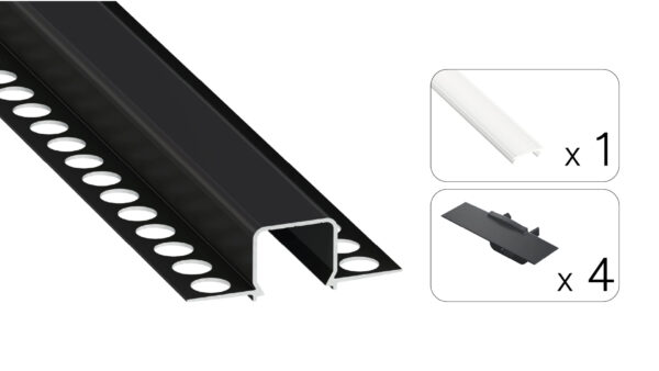 Profil LED wpuszczany GK Mosso czarny 3m klosz mrożony