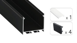 Profil LED natynkowy Nors czarny 2m klosz mleczny