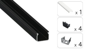 Profil LED natynkowy Hom czarny 2m klosz mleczny