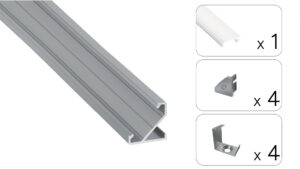 Profil LED kątowy Barde srebrny 2m klosz mrożony