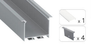 Profil LED wpuszczany Hede srebrny 2m klosz mrożony