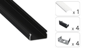 Profil LED natynkowy Egen czarny 2m klosz mleczny