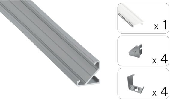 Profil LED kątowy Barde srebrny 2m klosz transparentny