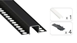 Profil LED wpuszczany GK Mosso czarny 2m klosz mrożony