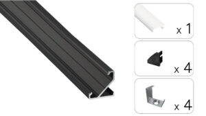 Profil LED kątowy Barde czarny 2m klosz mrożony